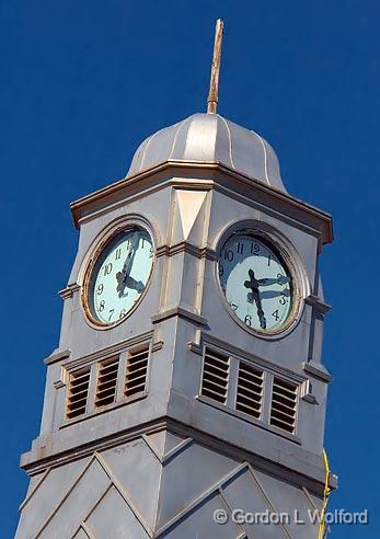Two Timing Clock Tower_14564.jpg - So, is it 4:03 or 5:10? Photographed at Smiths Falls, Ontario, Canada.